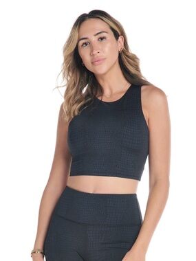 Kyodan Black and Blue Textured High-Neck Sports Bra